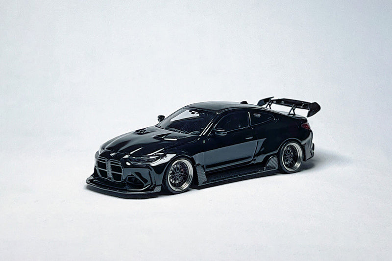 SW BMW G82 M4 ADRO Widebody 1:64 Metallic Black Custom Diecast with Deep-Dish Bearing Wheels