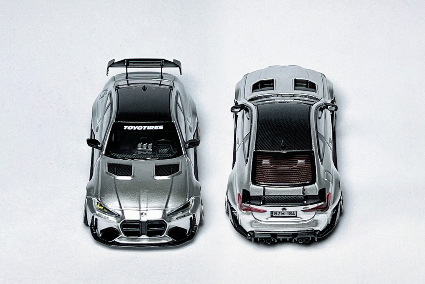 SW BMW G82 M4 ADRO Widebody 1:64 Alexander Silver Custom Diecast with Deep-Dish Wheels