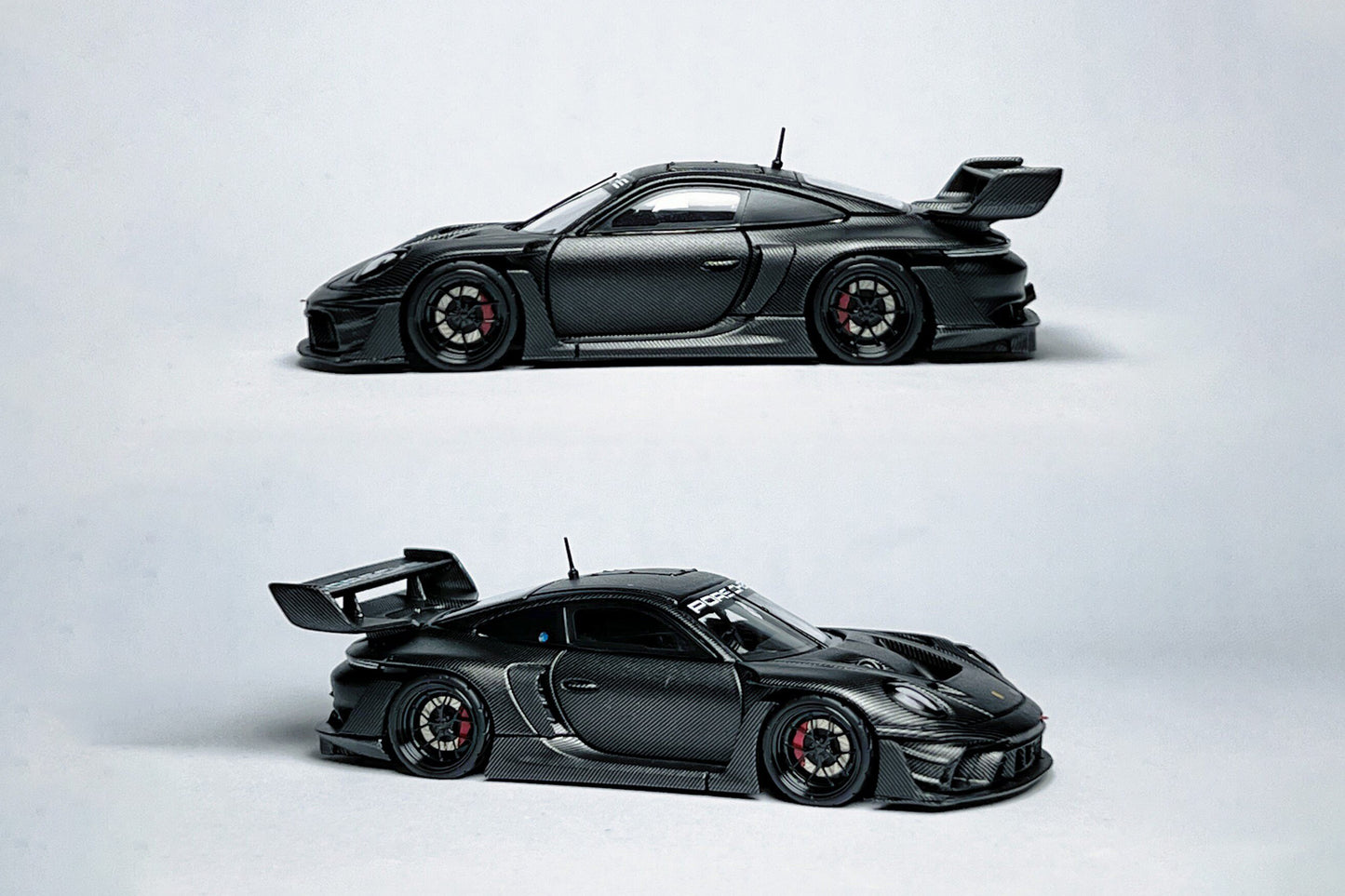 Custom 1:64 Porsche 911 992 GT3 R Rennsport full carbon black diecast model