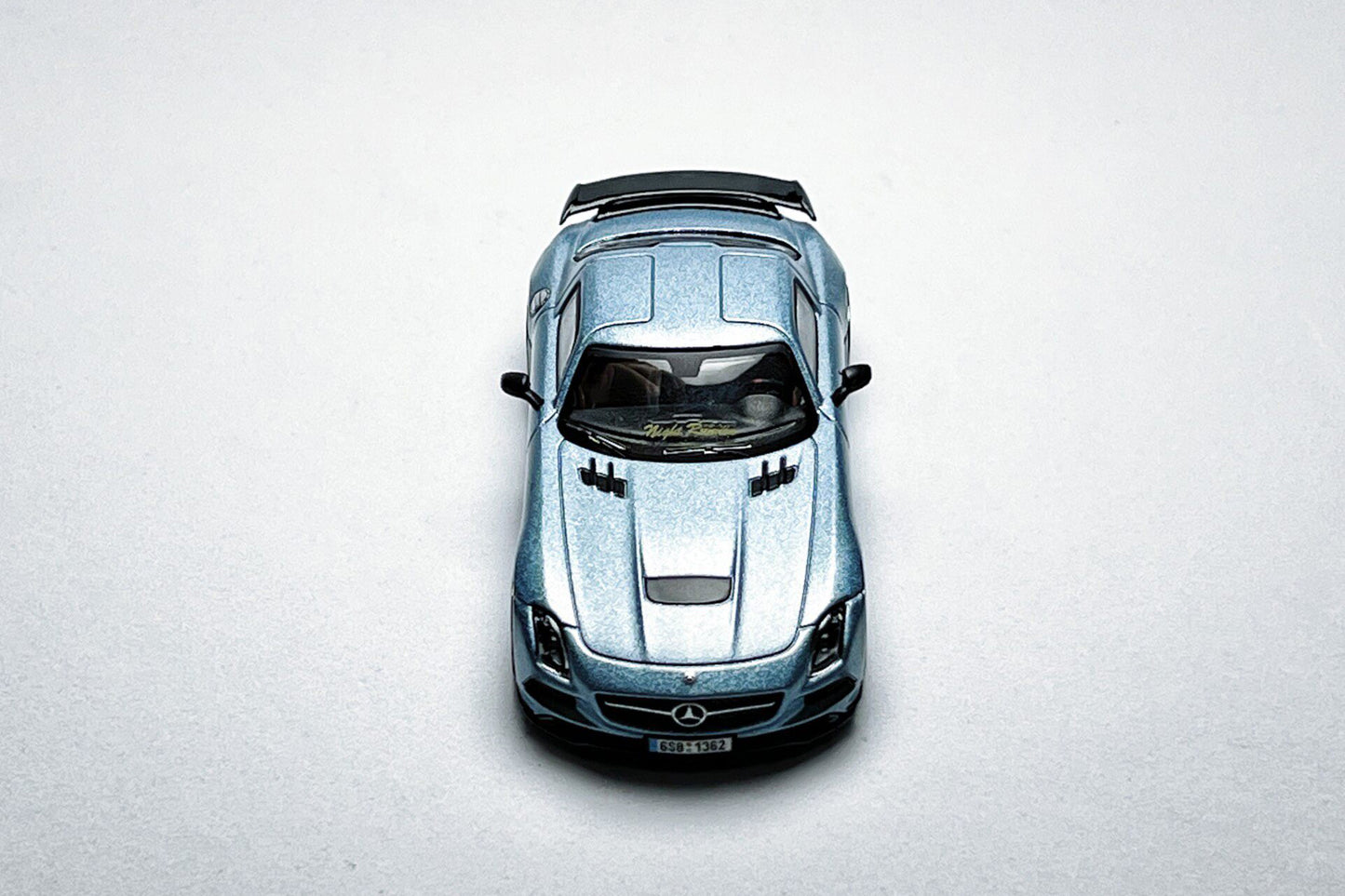 1:64 Mercedes-Benz SLS AMG Black Series matte ice blue custom diecast with visible text markings