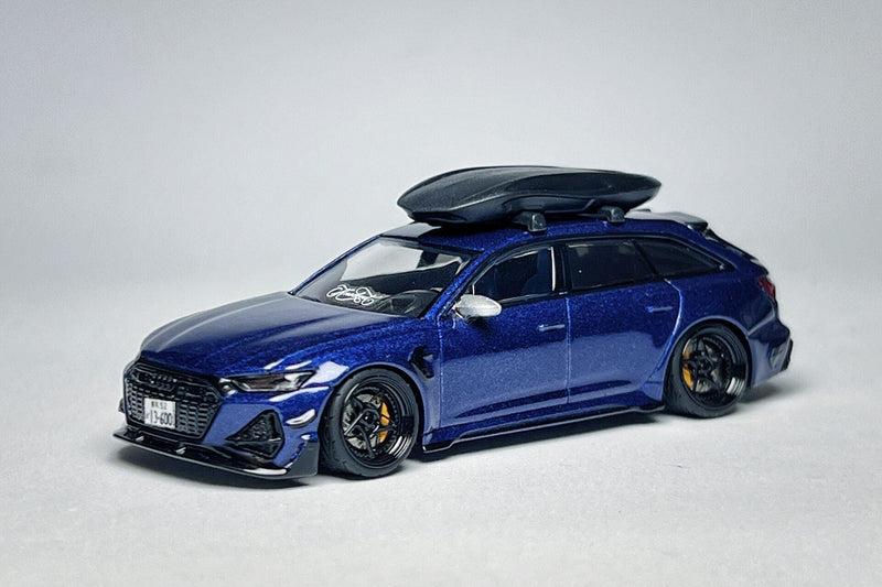 MINI GT Audi RS6-R ABT 574 1:64 Navarra Blue Custom Diecast with Roof Cargo Box