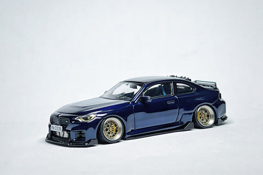 1:64 scale Howie Model HM BMW M2 G87 Tanzanite Blue custom diecast with KJ Model ADRO ducktail