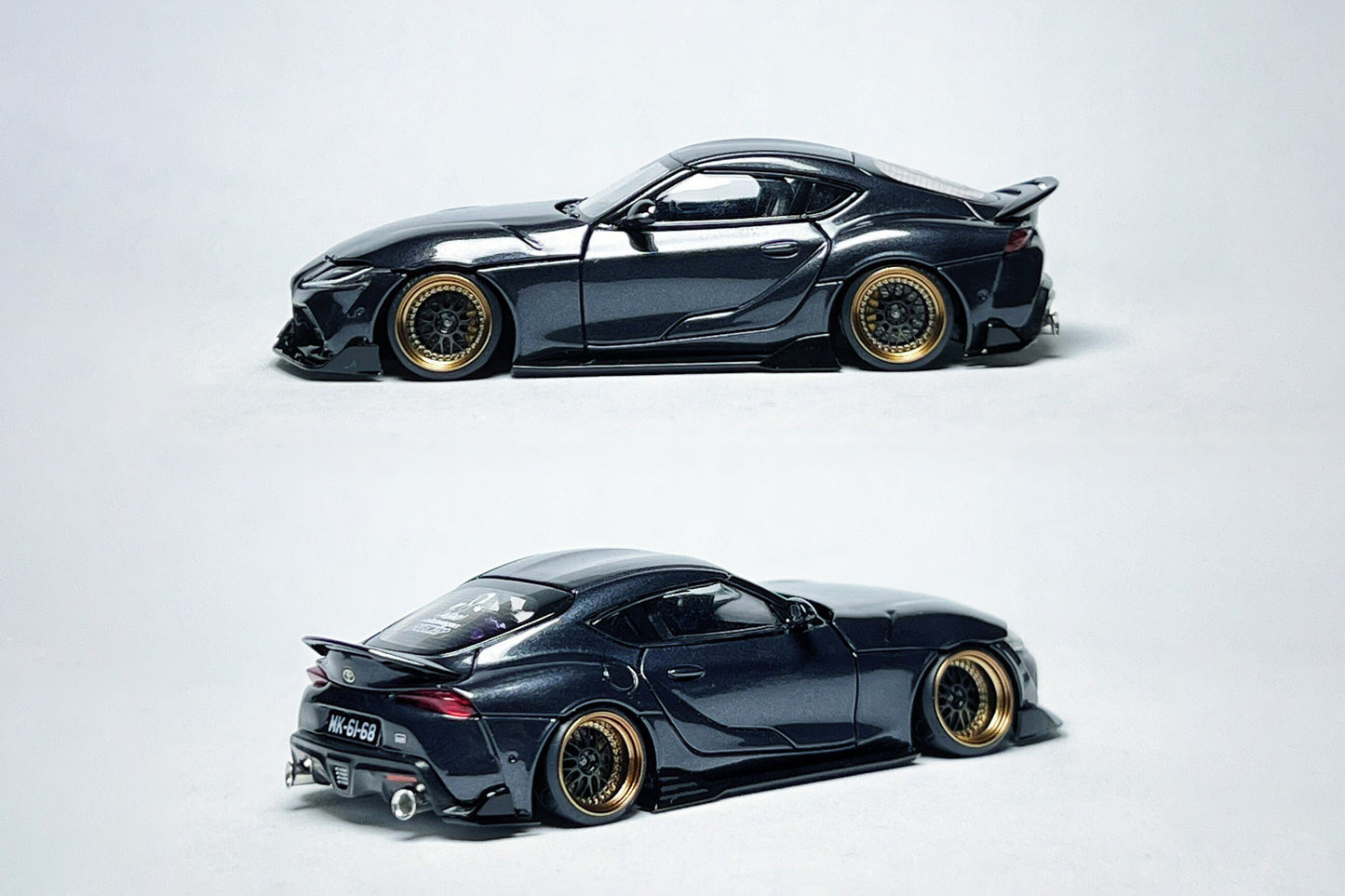 1:64 scale FH Toyota GR Supra A90 custom diecast with RT64 ADRO ducktail and deep-dish wheels