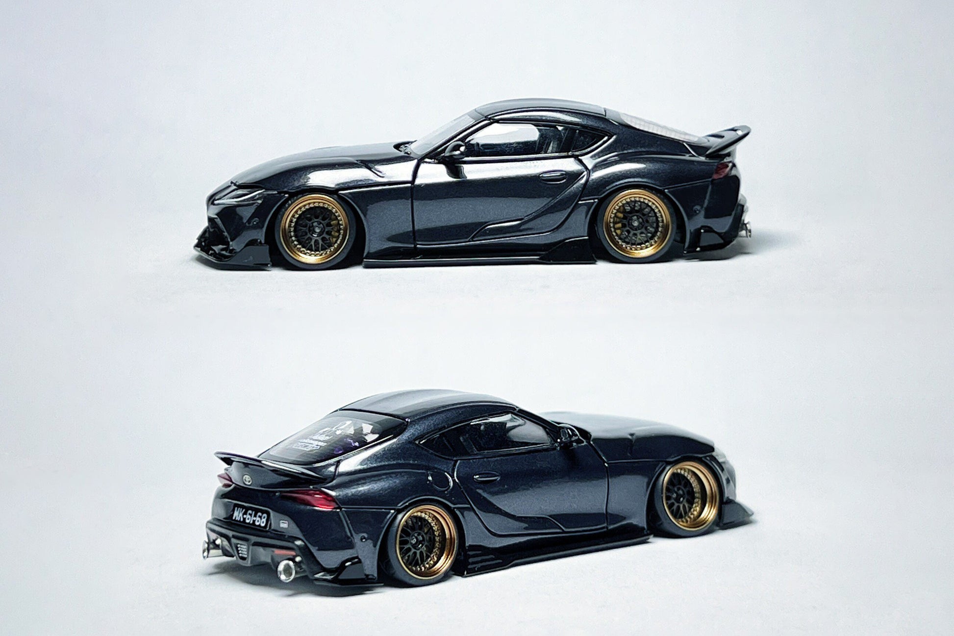 1:64 scale FH Toyota GR Supra A90 custom diecast with RT64 ADRO ducktail and deep-dish wheels