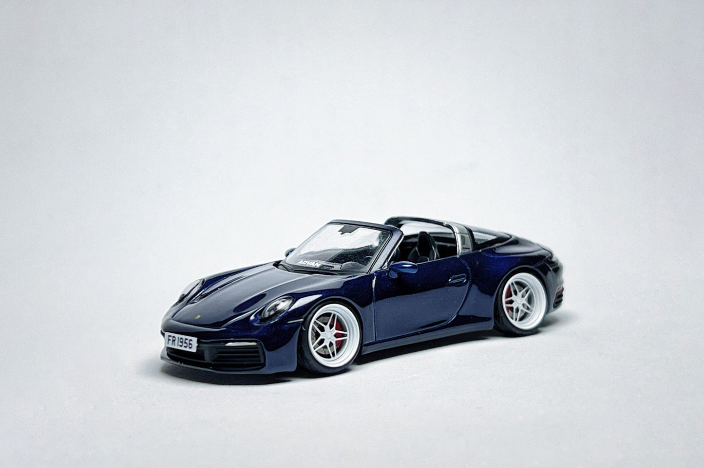 1:64 scale MINI GT Porsche 911 Targa 4S 412 metallic blue custom diecast with deep-dish bearing wheels