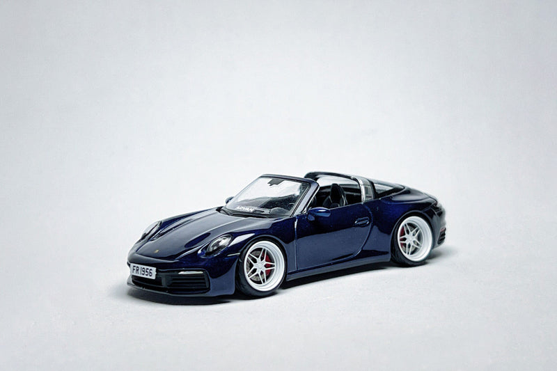 MINI GT Porsche 911 Targa 4S 412 1:64 Metallic Blue Custom Diecast with Deep-Dish Bearing Wheels