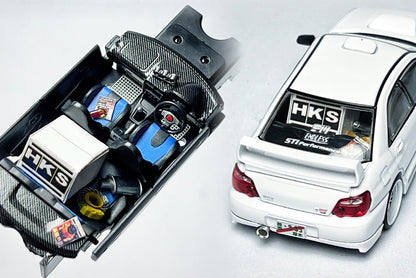 1:64 Subaru Impreza WRX STI white custom diecast with HKS and ENDLESS livery