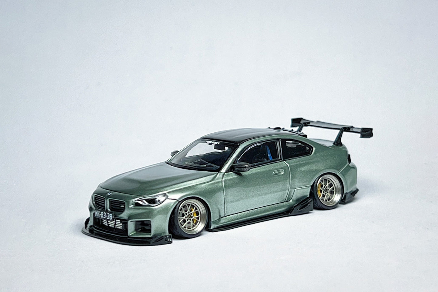 1:64 scale Howie Model HM BMW M2 G87 Jade Green custom diecast with KJ Model VERUS kit