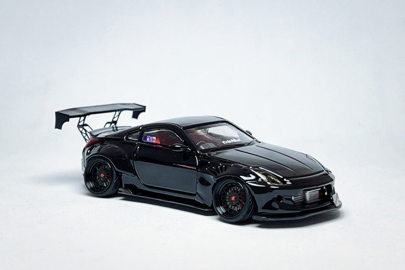 High Restore Nissan 350Z 1:64 Black Widebody Custom Diecast – Demon Lady Z with Deep-Dish Wheels