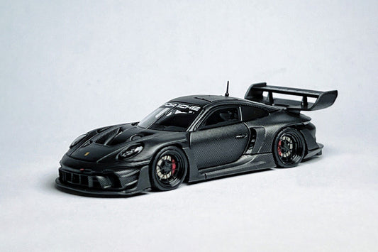 1:64 scale HKM Porsche 911 992 GT3 R Rennsport full carbon black custom diecast with deep-dish wheels