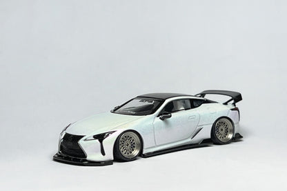 1:64 scale AR Box Lexus LC500 pearl white custom diecast with ART kit and deep-dish bearing wheels