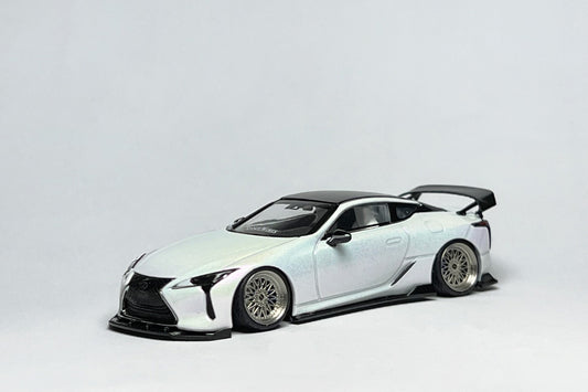 1:64 scale AR Box Lexus LC500 pearl white custom diecast with ART kit and deep-dish bearing wheels