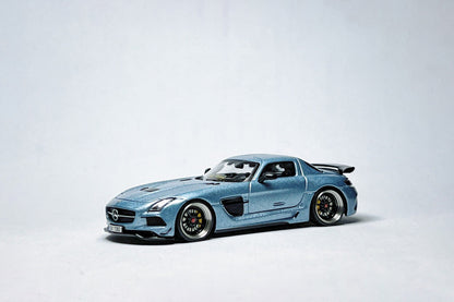 1:64 scale TW Mercedes-Benz SLS AMG Black Series matte ice blue custom diecast with deep-dish bearing wheels