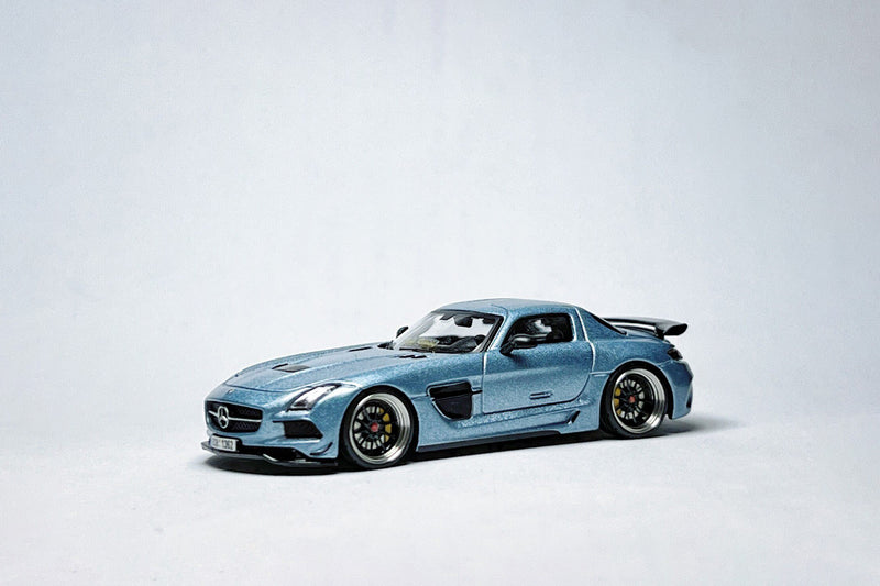 TW Mercedes-Benz SLS AMG Black Series 1:64 Matte Ice Blue Custom Diecast with Deep-Dish Bearing Wheels