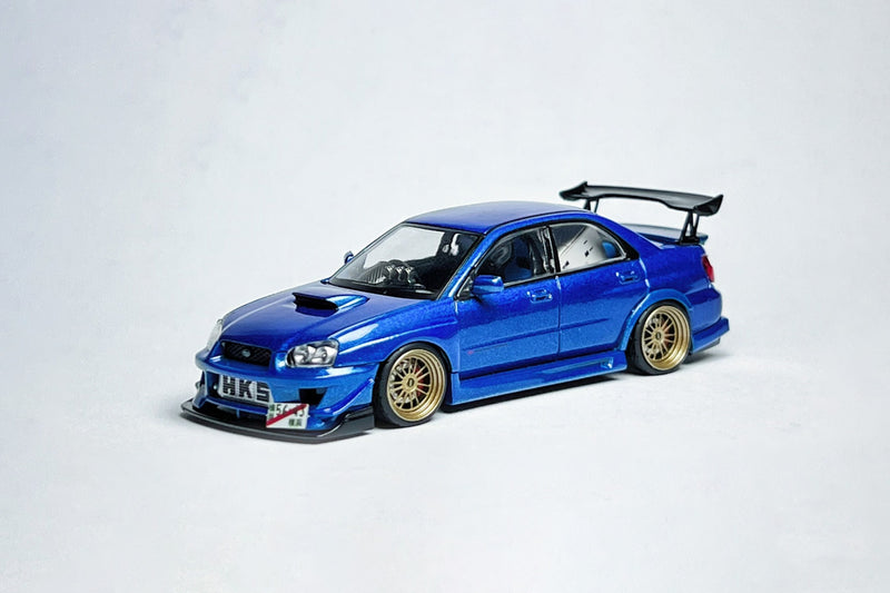 TLV N336a Subaru Impreza WRX STI 1:64 Metallic Blue Custom Diecast with M SPORTS Kit