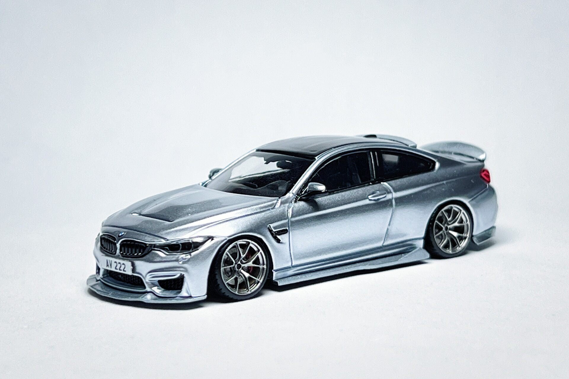 1:64 scale HH BMW F82 M4 CS Silverstone Blue custom diecast with KJ Model Streetstyle ducktail kit