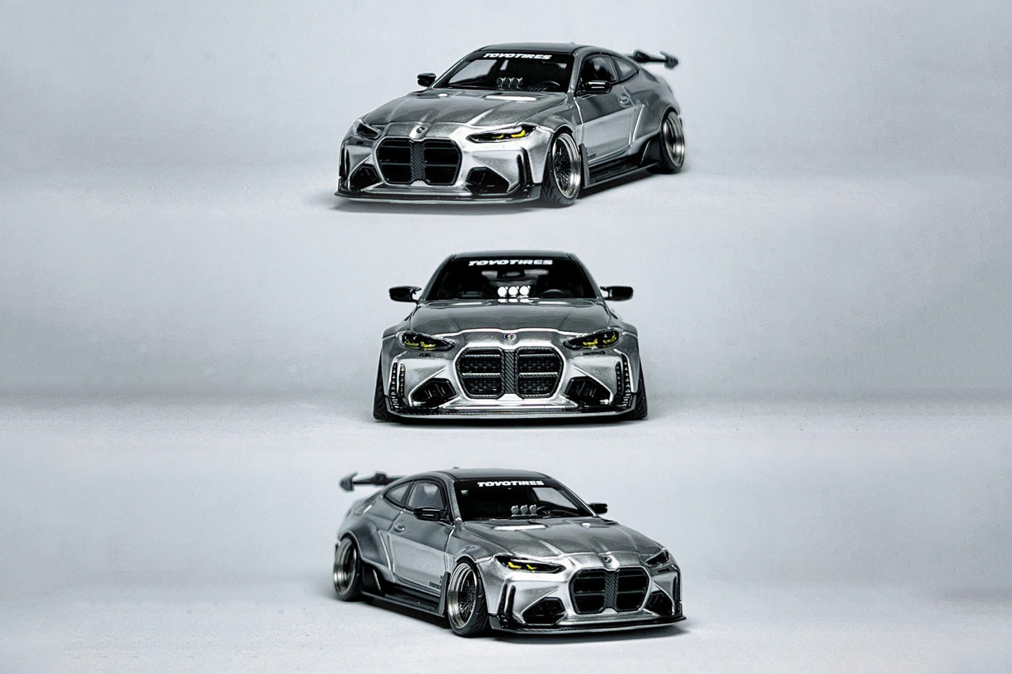 SW BMW G82 M4 ADRO Widebody 1:64 Alexander Silver Custom Diecast with Deep-Dish Wheels