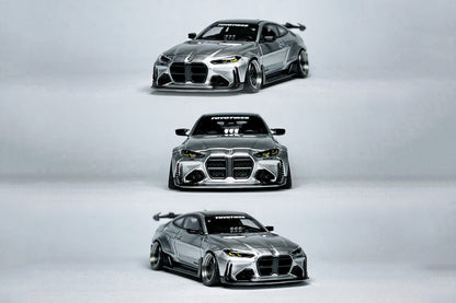 SW BMW G82 M4 ADRO Widebody 1:64 Alexander Silver Custom Diecast with Deep-Dish Wheels
