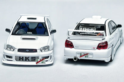 Custom 1:64 Subaru Impreza WRX STI white diecast model with STI branding