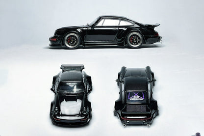 Custom 1:64 Porsche RWB 964 Ducktail Black Bird diecast model