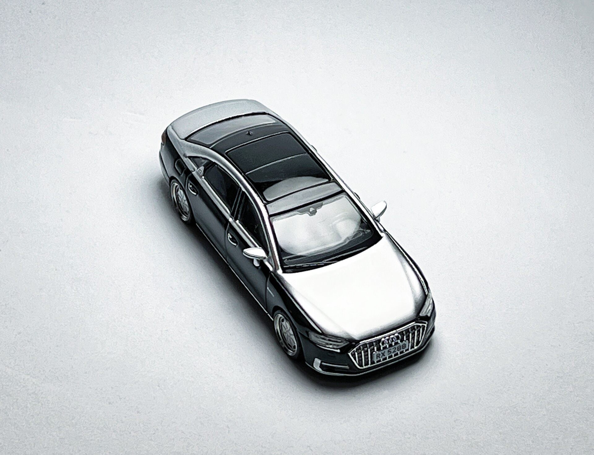 Custom 1:64 Audi A8 L Horch black and silver diecast model