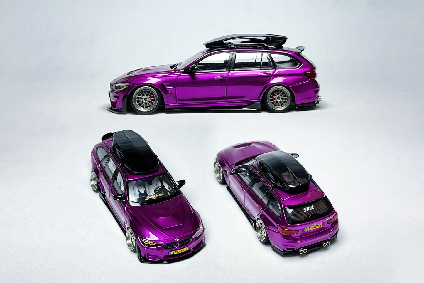 1:64 BMW F81 M3 CS Touring metallic purple custom modified diecast