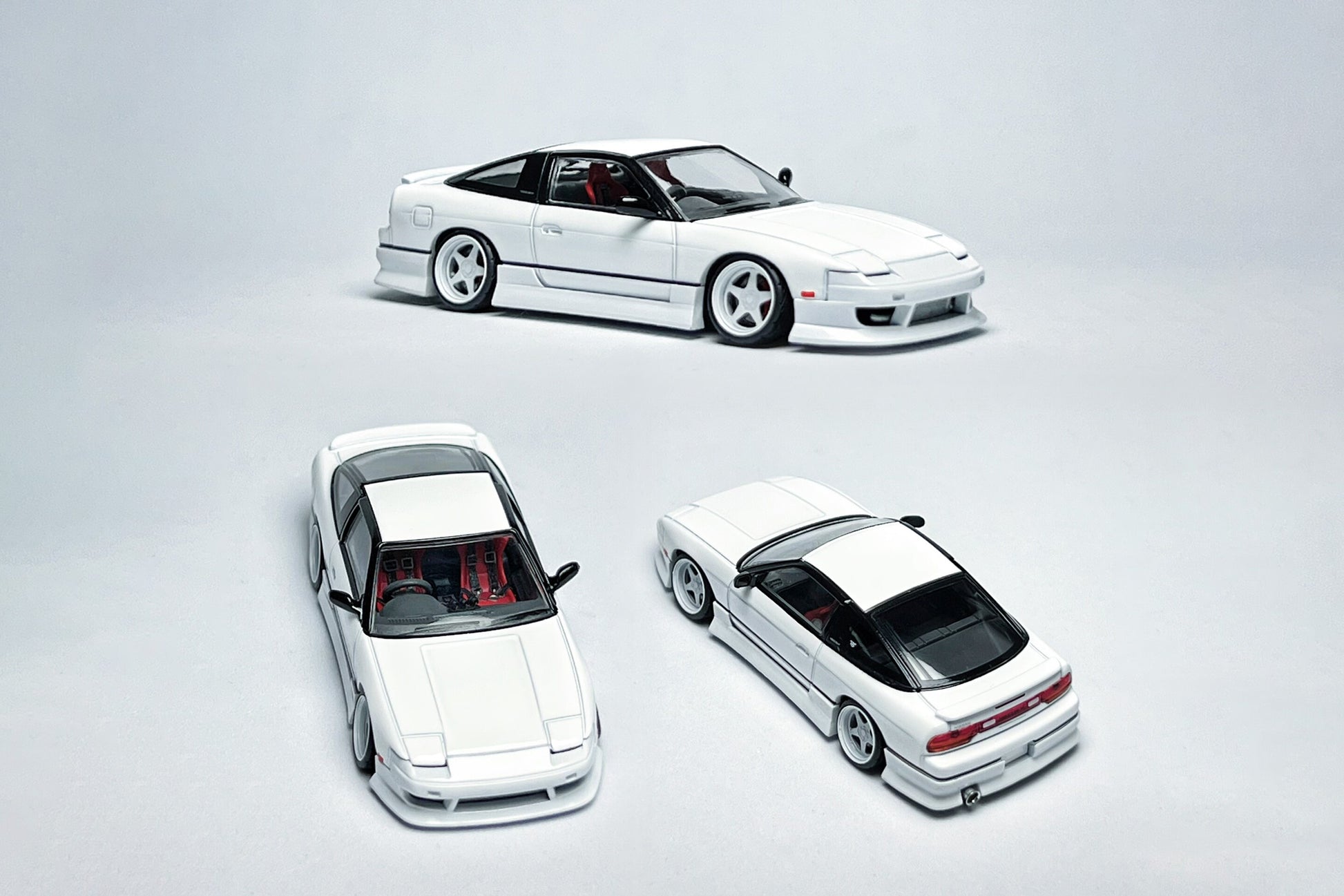 Custom 1:64 Nissan 180SX white diecast model with HSY kit