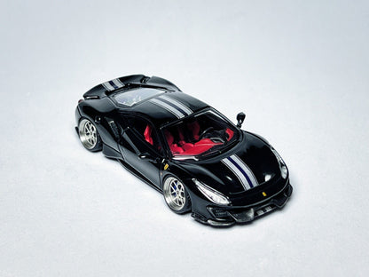 1:64 Fulme Ferrari 488 Pista black custom diecast model