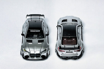 SW BMW G82 M4 ADRO Widebody 1:64 Alexander Silver Custom Diecast with Deep-Dish Wheels