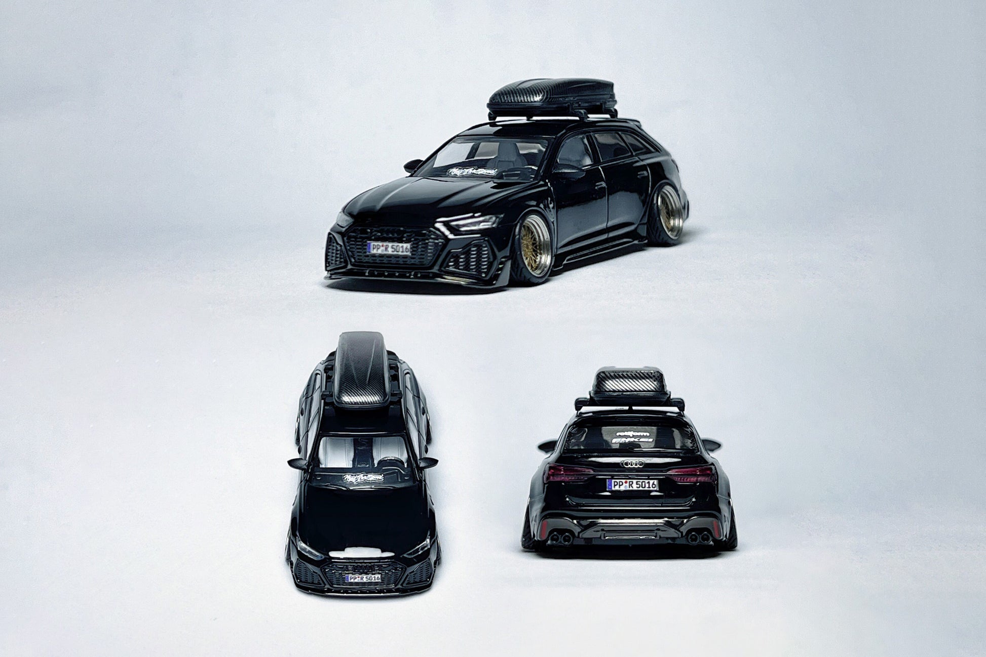 Custom 1:64 Audi RS6-R ABT 514 Navarra Black Warrior diecast model with visible license plate markings