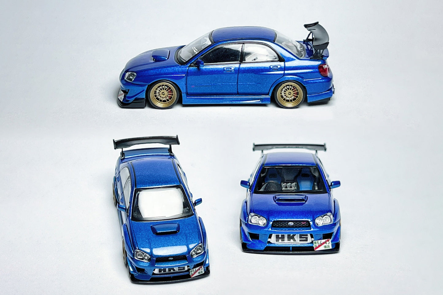Custom 1:64 TLV N336a Subaru Impreza WRX STI metallic blue diecast model
