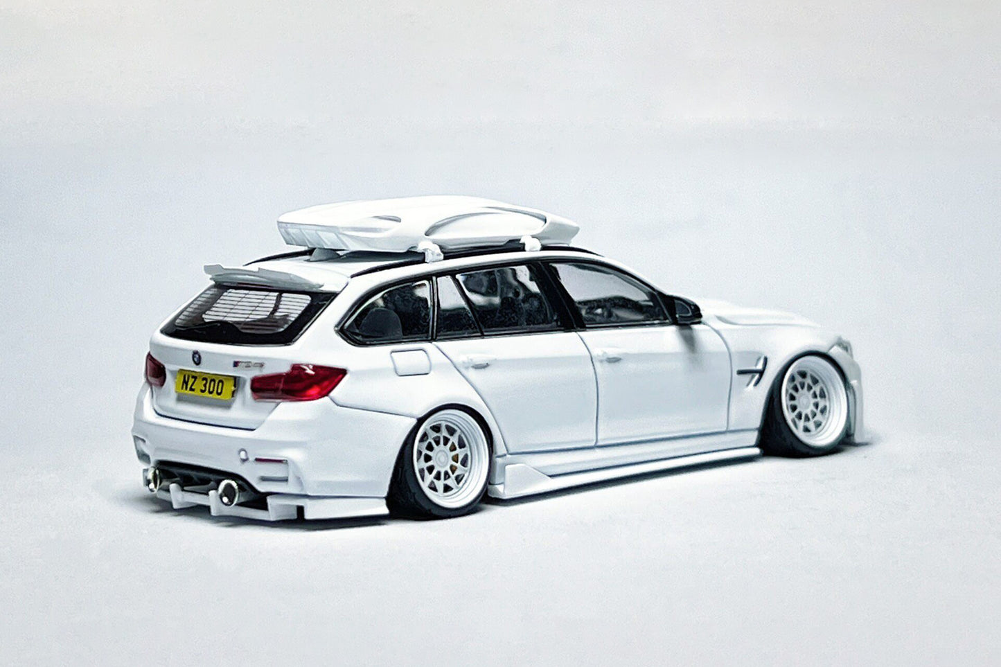 Custom 1:64 BMW F81 M3 CS Touring white diecast model with Hatta White Ghost kit