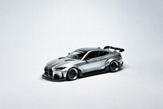 SW BMW G82 M4 ADRO Widebody 1:64 Alexander Silver Custom Diecast with Deep-Dish Wheels