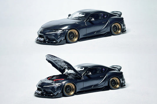 Custom 1:64 Toyota GR Supra A90 diecast with RT64 ADRO ducktail and deep-dish wheels
