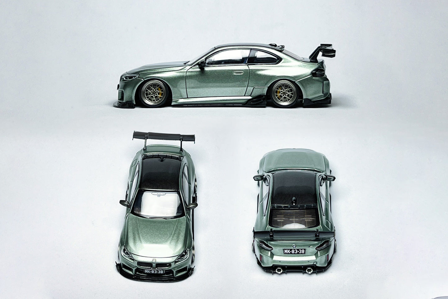Custom 1:64 BMW M2 G87 Jade Green diecast model with KJ Model VERUS kit