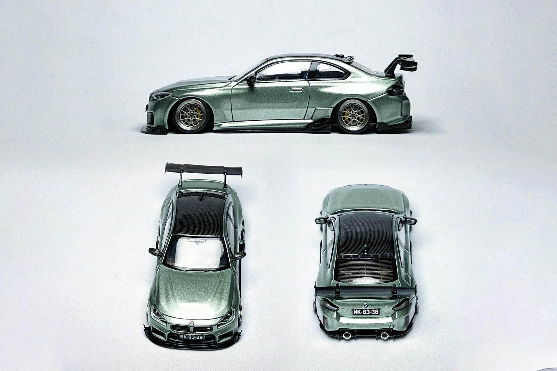 Custom 1:64 BMW M2 G87 Jade Green diecast model with KJ Model VERUS kit