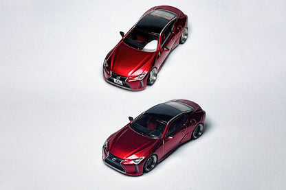 1:64 Lexus LC500h metallic red custom diecast with deep-dish bearing wheels