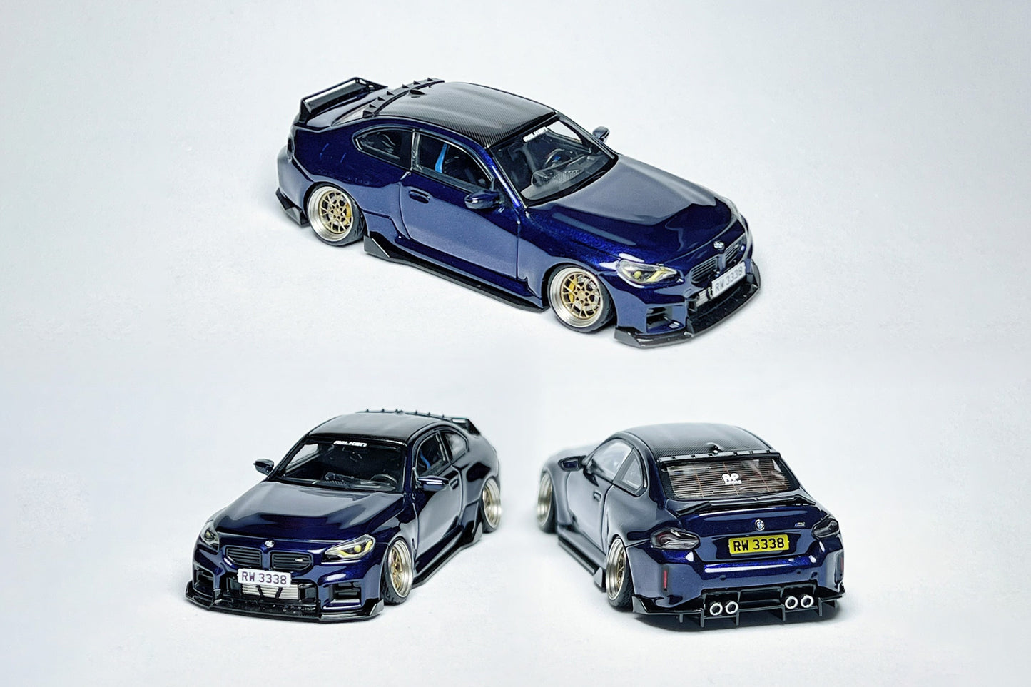 1:64 BMW M2 G87 Tanzanite Blue custom diecast with ADRO ducktail