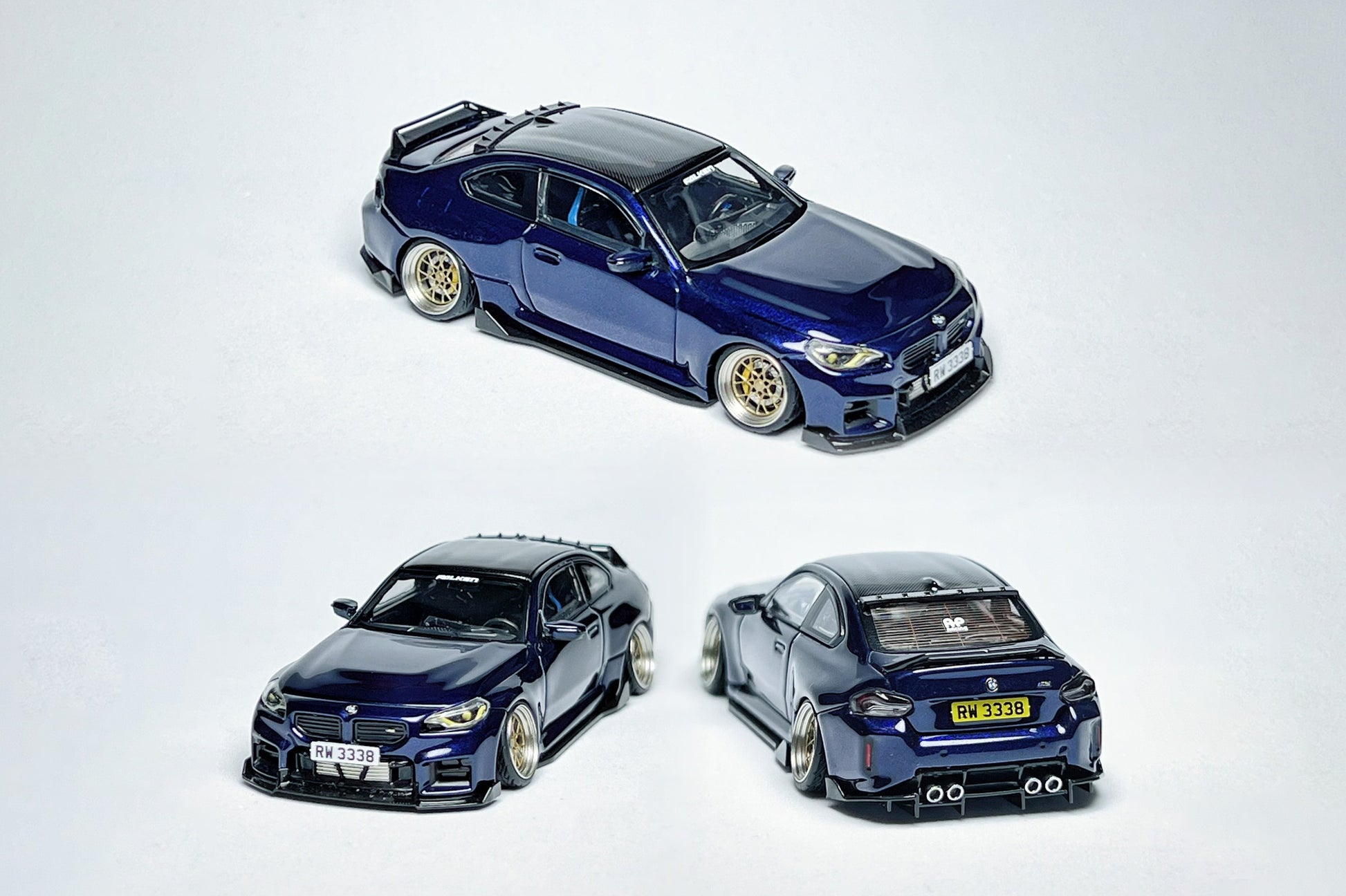 1:64 BMW M2 G87 Tanzanite Blue custom diecast with ADRO ducktail