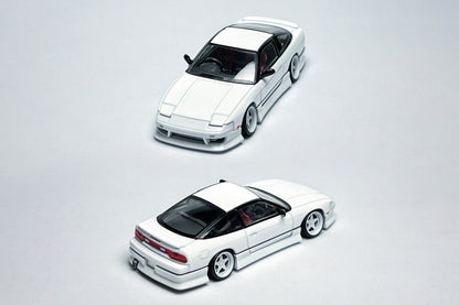 1:64 Nissan 180SX white custom diecast with deep-dish bearing wheels