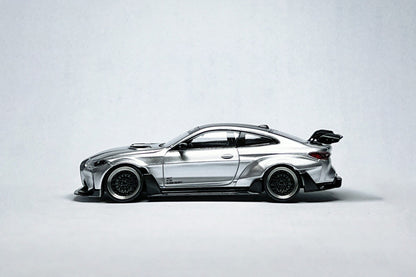SW BMW G82 M4 ADRO Widebody 1:64 Alexander Silver Custom Diecast with Deep-Dish Wheels