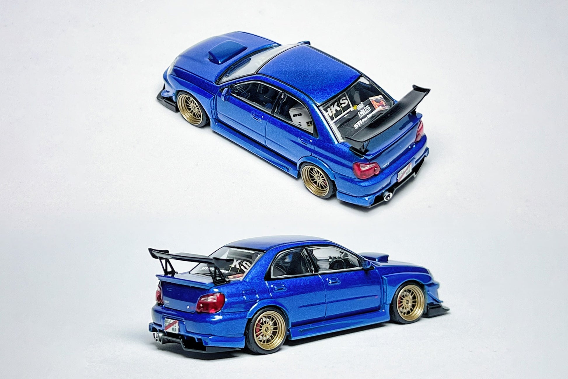Custom 1:64 Subaru Impreza WRX STI metallic blue diecast model