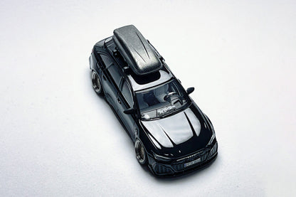 Custom 1:64 MINI GT Audi RS6-R ABT 514 Navarra Black Warrior diecast model with carbon roof cargo box