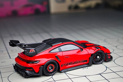 Wheel and rim detail on custom 1:64 Porsche 911 GT3 RS 1060 Manthey Racing diecast model