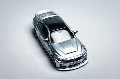 Custom 1:64 BMW F82 M4 CS Silverstone Blue diecast model with ducktail spoiler