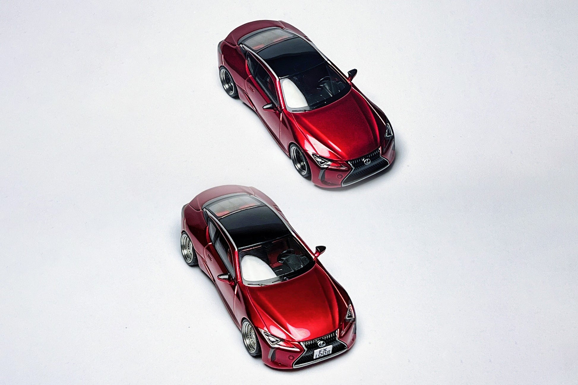 Custom 1:64 Lexus LC500h metallic red diecast model