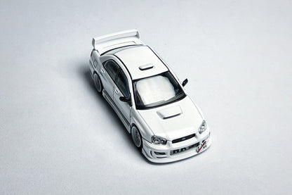 1:64 Subaru Impreza WRX STI white custom diecast with deep-dish wheels