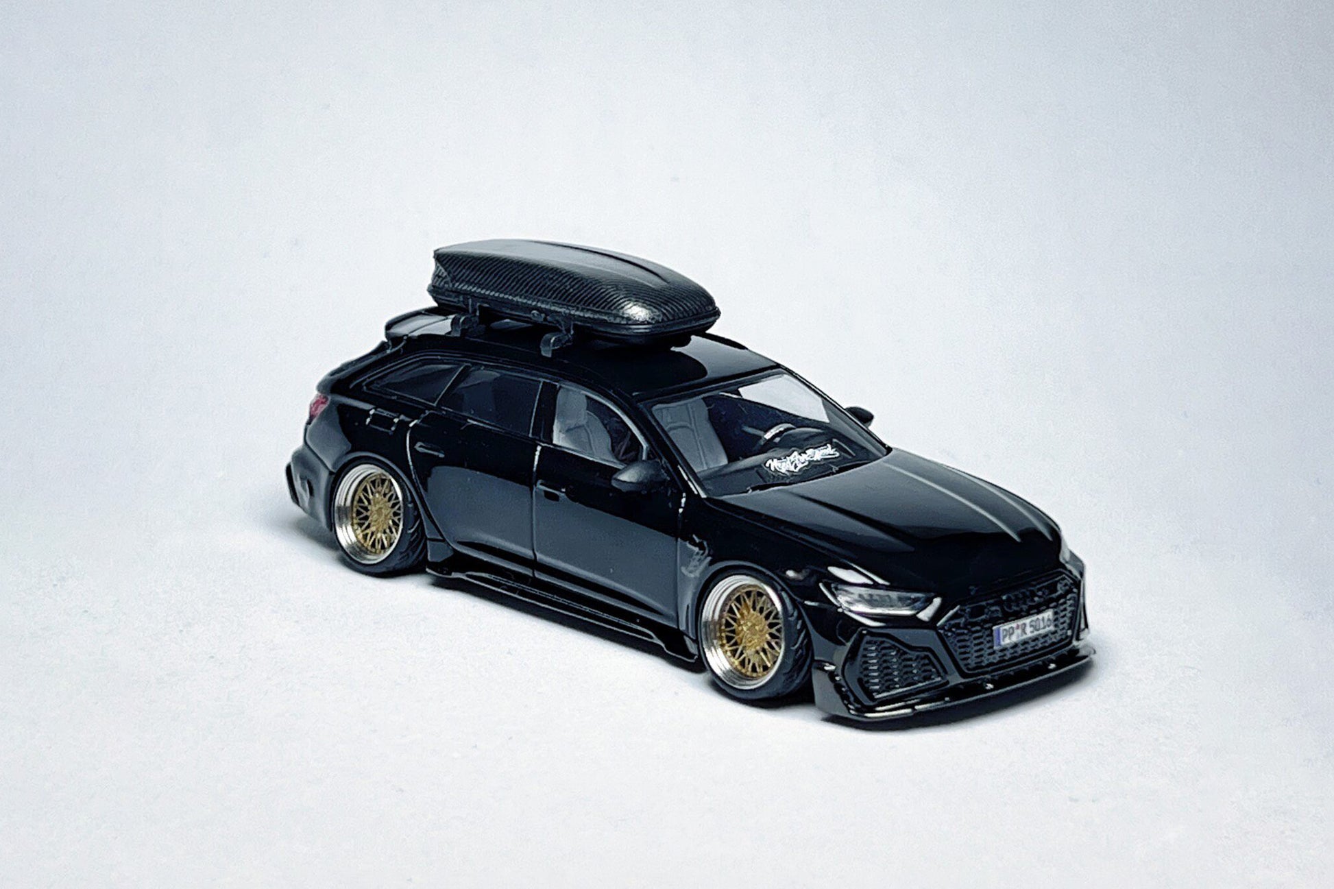 1:64 Audi RS6-R ABT 514 Navarra Black Warrior custom diecast with carbon roof cargo box