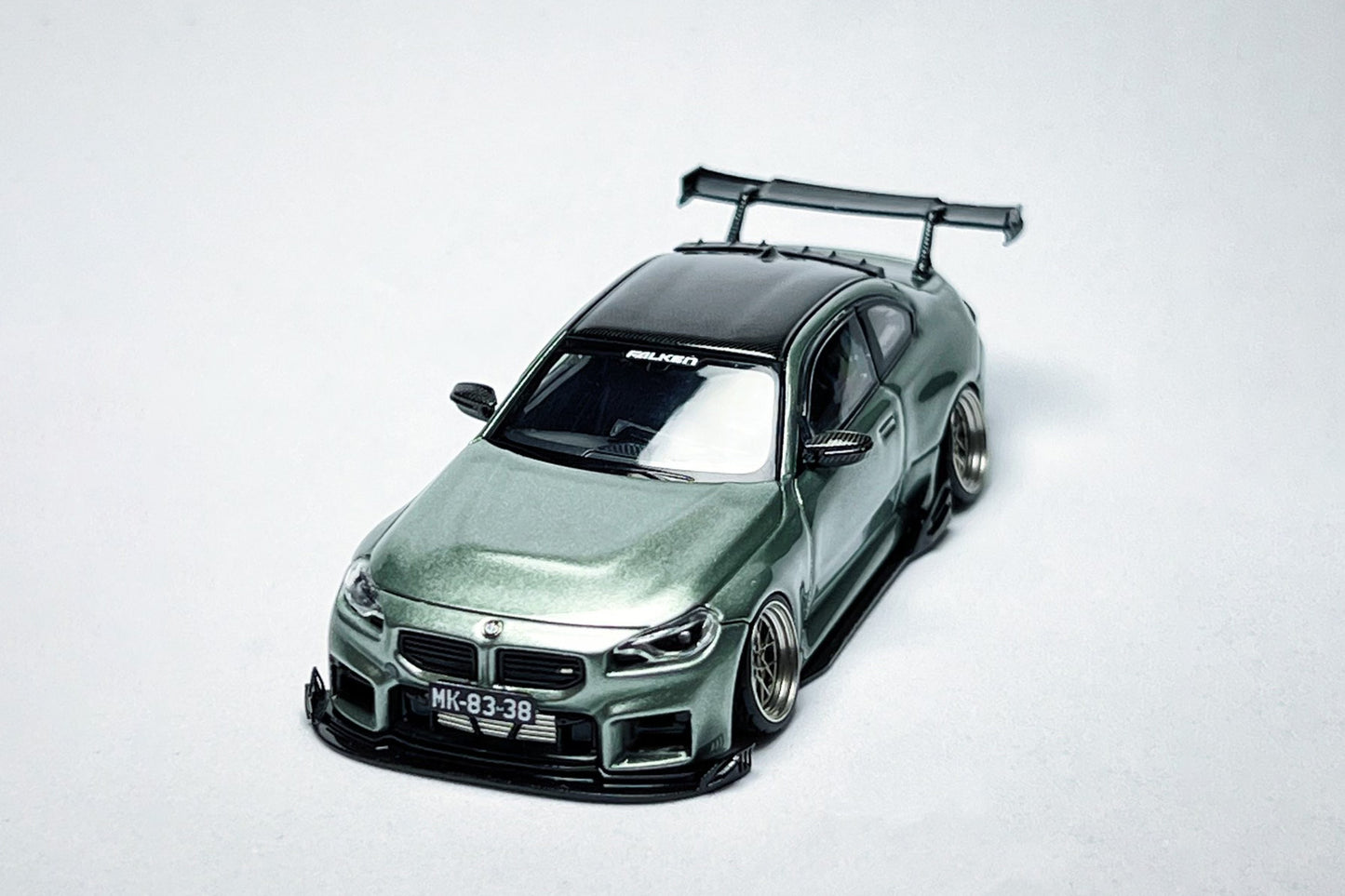 Custom 1:64 BMW M2 G87 Jade Green diecast model with KJ Model VERUS kit