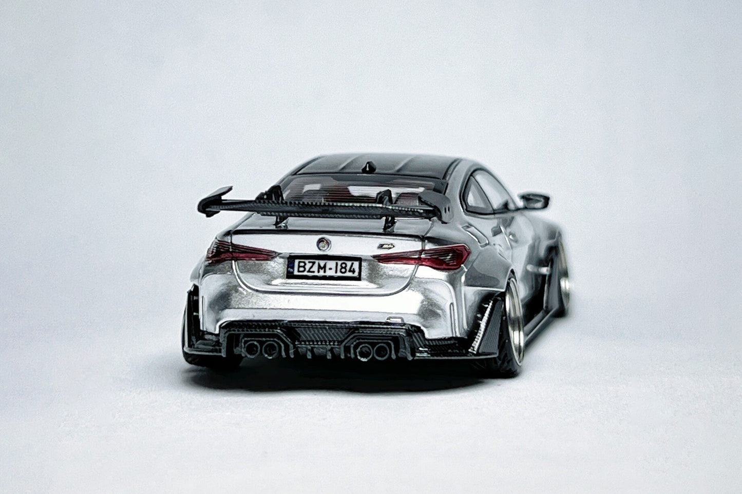 SW BMW G82 M4 ADRO Widebody 1:64 Alexander Silver Custom Diecast with Deep-Dish Wheels